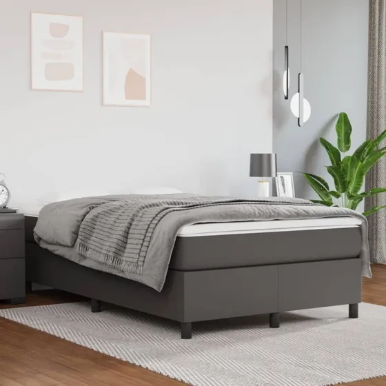 Kontinentalseng 120x200 cm i gråt kunstlæder med pocketfjedre