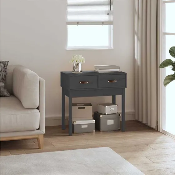 Konsolbord 76,5x40x75 cm i massivt fyrretræ, grå