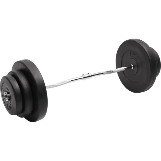 Curl-vgtstang med skiver 60 kg  krombelagt stang