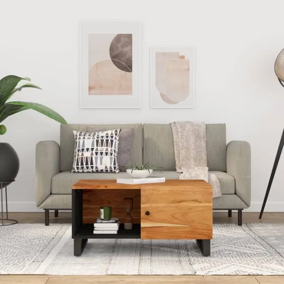 Sofabord i massivt akacietræ 80x50x40 cm