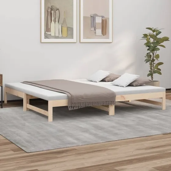 Daybed med udtræk i massivt fyrretræ 2x(80x200) cm