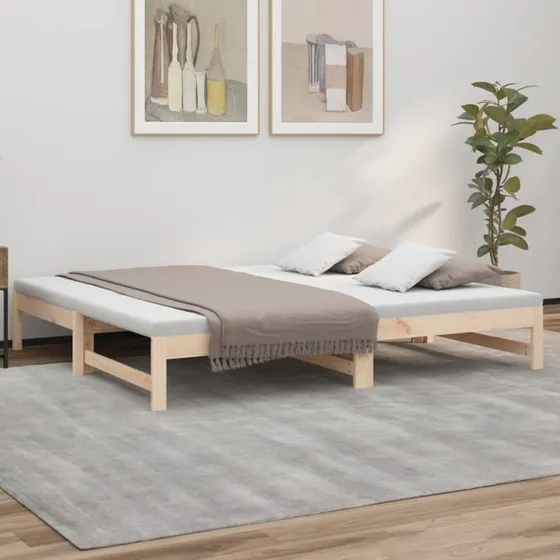 Daybed med udtræk i massivt fyrretræ 2x75x190 cm
