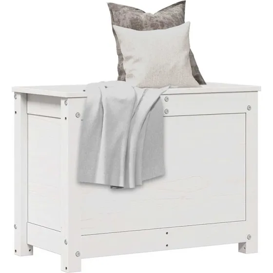 Opbevaringskasse i massivt fyrretr 60x32x45,5 cm - hvid