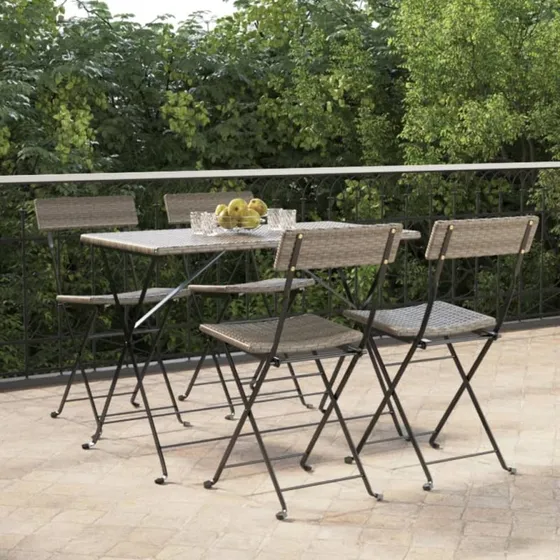 Foldbare bistrostole 4 stk. i polyrattan og stl, gr