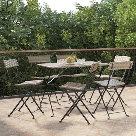 Foldbare bistrostole 6 stk. polyrattan & stl, gr