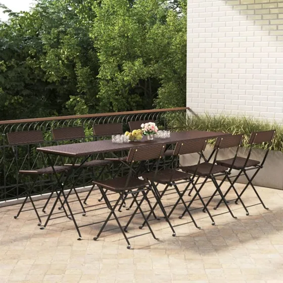 Foldbare bistrostole 8 stk. polyrattan/stl, brun
