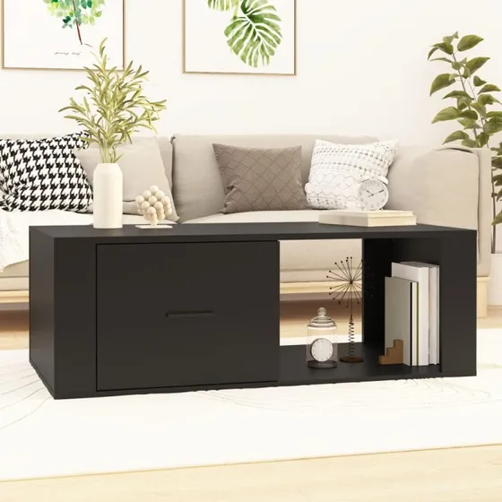 Sofabord 100x50,5x35 cm sort – konstrueret træ