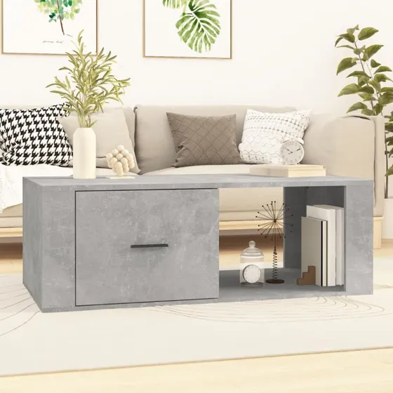 Sofabord 100x50,5x35 cm i konstrueret træ - betongrå