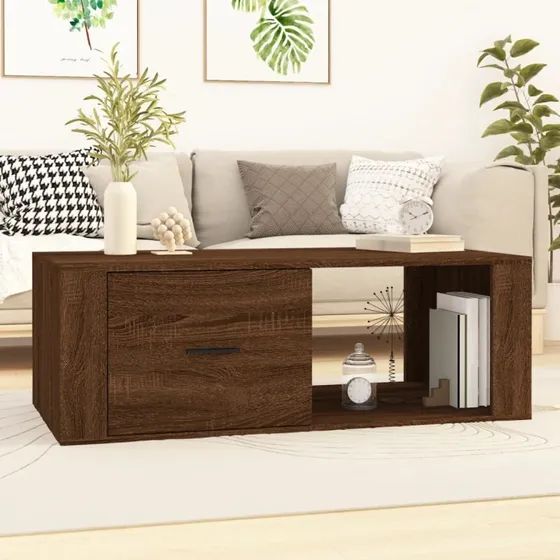 Sofabord 100x50,5x35 cm i konstrueret træ - brun egetræsfarve