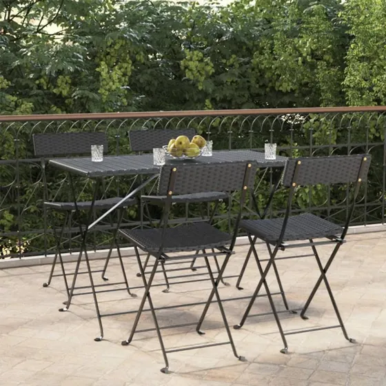 Foldbare bistrostole 4 stk.  polyrattan & stl, sort