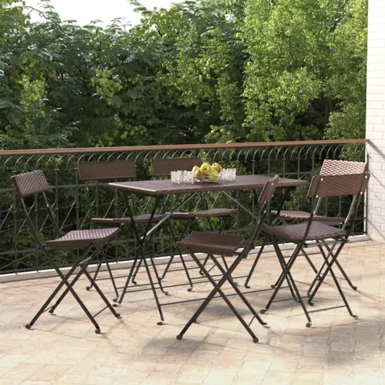 Foldbare bistrostole 6 stk. polyrattan/stl  brun