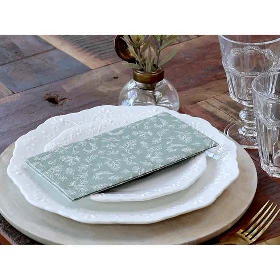 Chic Antique servietter verte med blade 16 stk (L20×B10 cm)