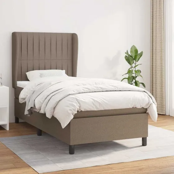 Kontinentalseng 90x200 cm med pocketmadras, gråbrun