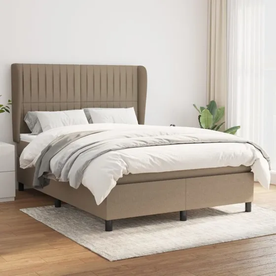 Kontinentalseng 140x190 cm med pocketmadras, gråbrun stof