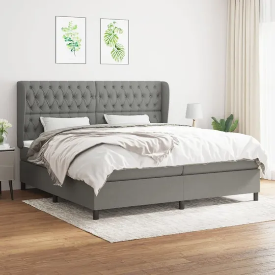Kontinentalseng 200x200 cm – mørkegrå stof