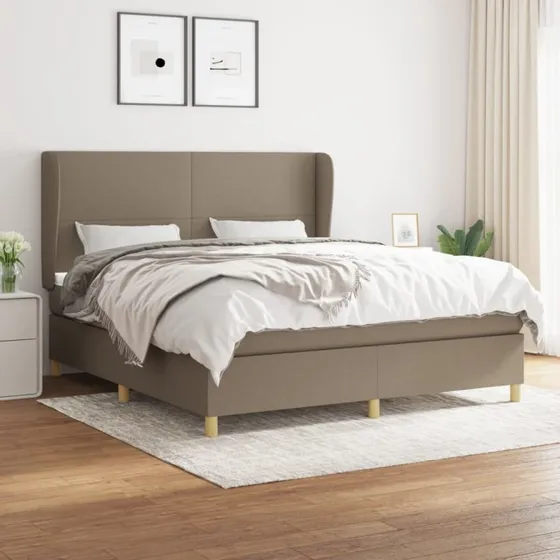 Kontinentalseng 180x200 cm med pocketmadras, gråbrun stof