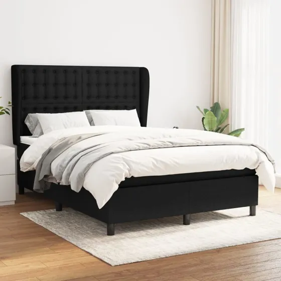 Kontinentalseng 140x190 cm i sort stof med pocketmadras