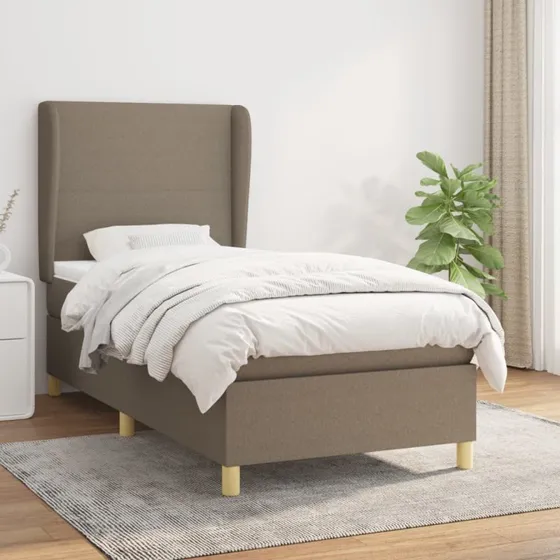 Kontinentalseng 90x190 cm med madras - gråbrun stof