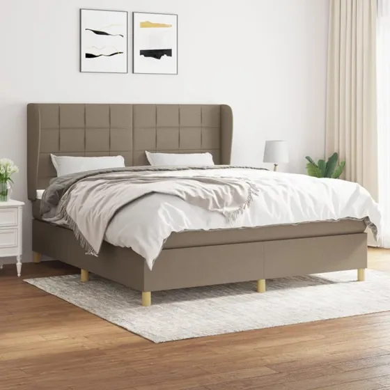 Kontinentalseng 160x200 cm med pocketmadras - gråbrun stof