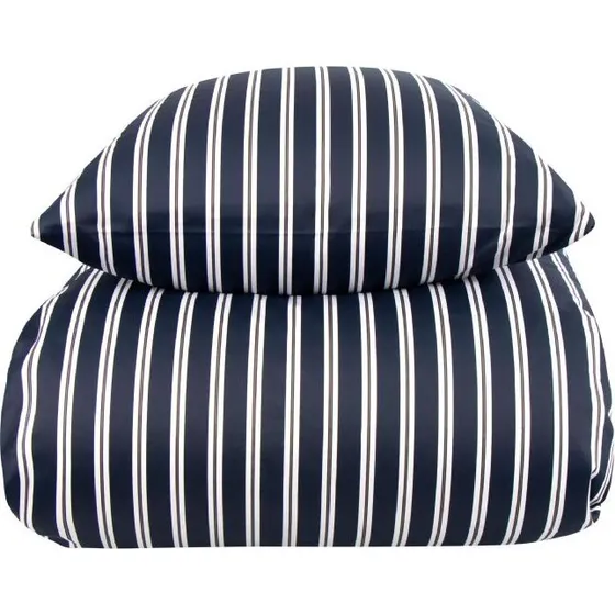 By Night Dobbelt sengetøj 200x200 cm, bomuldssatin - blå stribet