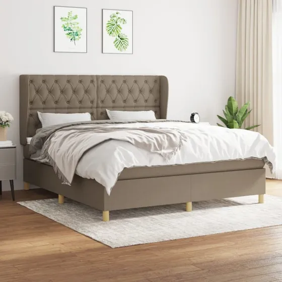 Kontinentalseng 160x200 cm med pocketmadras - gråbrun stof