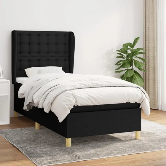 Kontinentalseng med pocketmadras 100x200 cm, sort stof