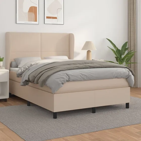Kontinentalseng 140x190 cm i kunstlæder – cappuccino