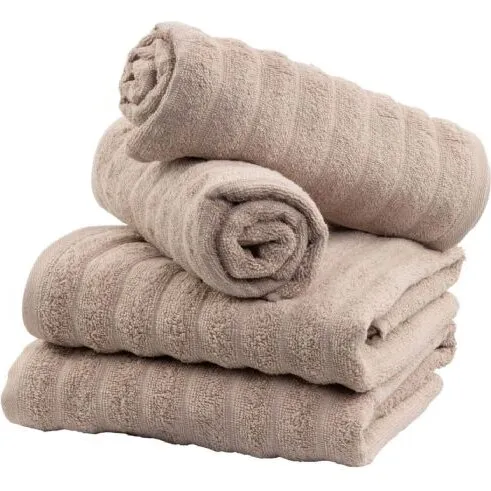 Borg Living badehåndklæder 2 stk 70x140 cm – 100% kæmmet bomuld, sand