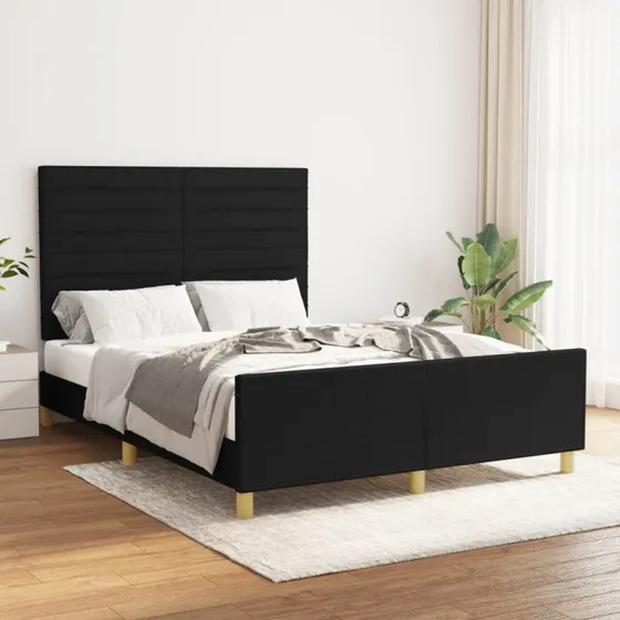 Sengeramme 140x200 cm i sort stof med sengegavl