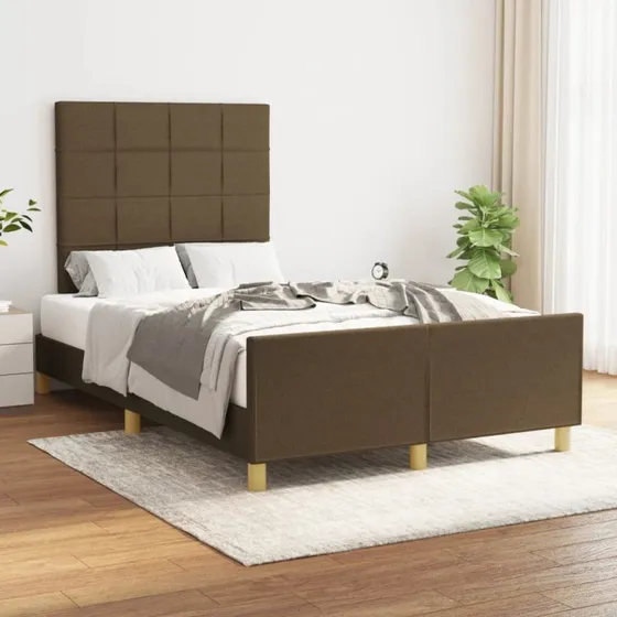 Sengeramme 120x200 cm i mørkebrun stof (uden madras)