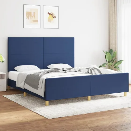 Sengeramme 180x200 cm i blåt stof - uden madras