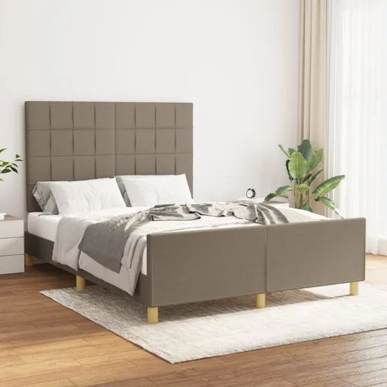 Sengeramme 140x200 cm stof gråbrun med justerbar gavl