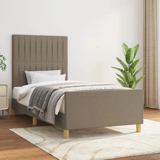Sengeramme 90x200 cm i gråbrunt stof – uden madras