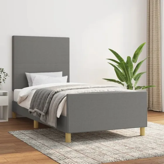 Sengeramme i mørkegråt stof 100x200 cm (uden madras)