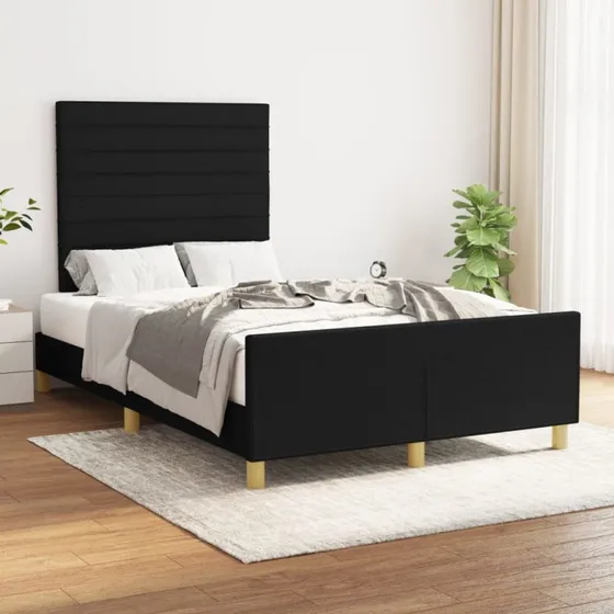 Sengeramme 120x200 cm i sort stof med sengegavl