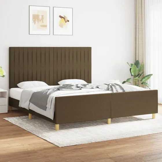 Sengeramme 180x200 cm i mørkebrun stof – uden madras