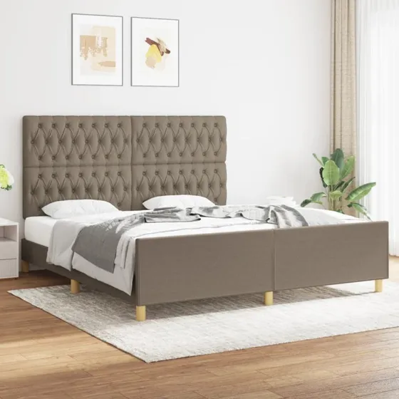 Sengeramme 180x200 cm med stof sengegavl – gråbrun