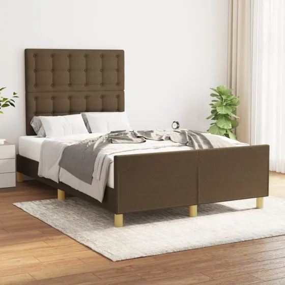 Sengeramme 120x200 cm i mørkebrun stof (uden madras)