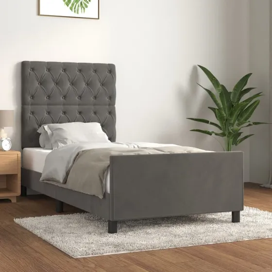 Sengeramme 80x200 cm i mørkegrå fløjl – uden madras