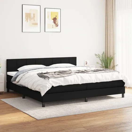 Kontinentalseng med pocketmadras 200x200 cm, sort stof