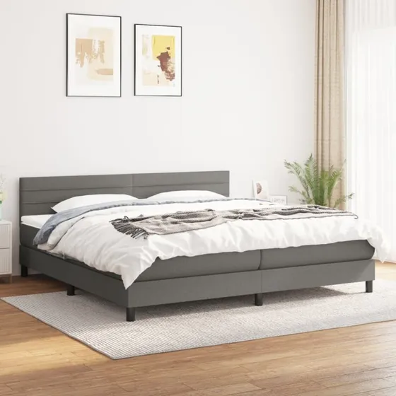 Kontinentalseng 200x200 cm i mørkegråt stof