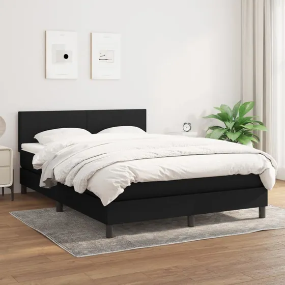 Kontinentalseng 140x200 cm i sort stof med pocket-madras