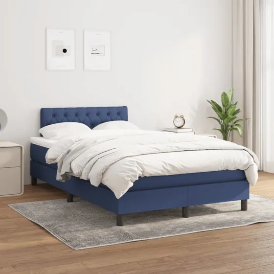 Kontinentalseng med madras 120x200 cm – blå stof