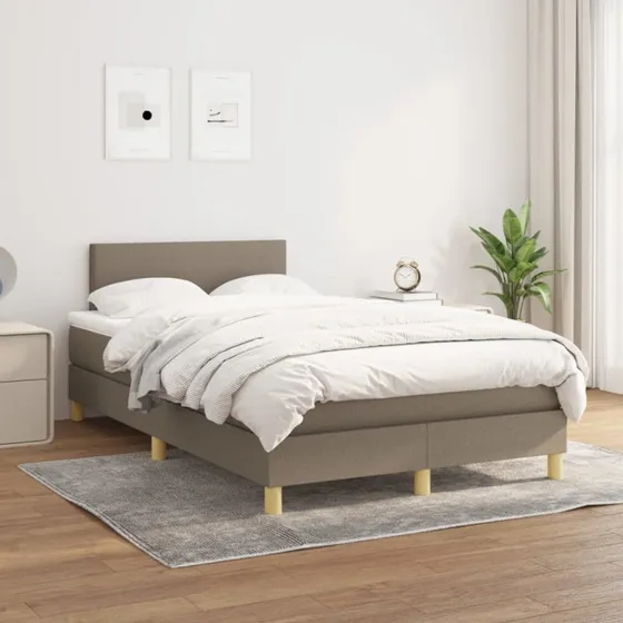 Kontinentalseng 120x200 cm med pocketmadras, gråbrun stof