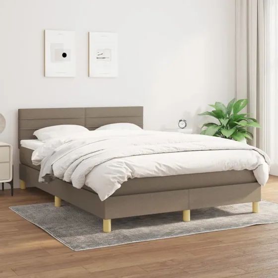 Kontinentalseng 140x190 cm med pocketmadras, gråbrun stof