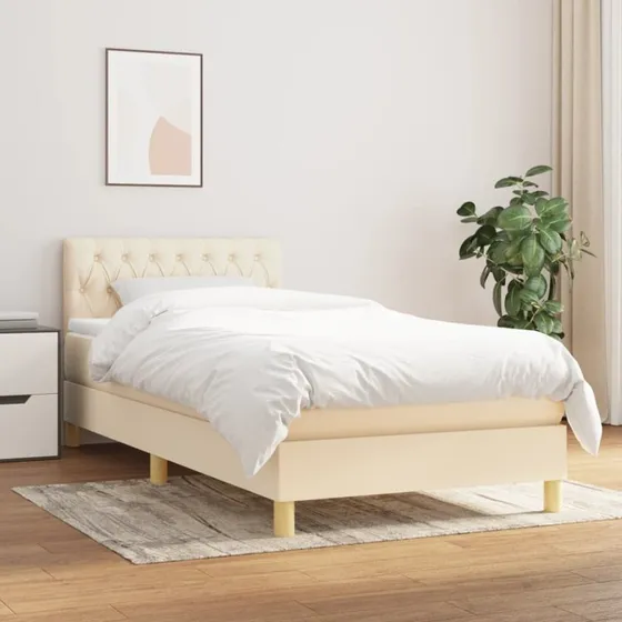 Kontinentalseng 100x200 cm stof creme med pocketmadras