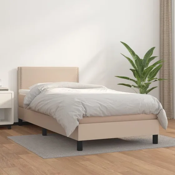 Kontinentalseng 80x200 cm i kunstlæder – cappuccino