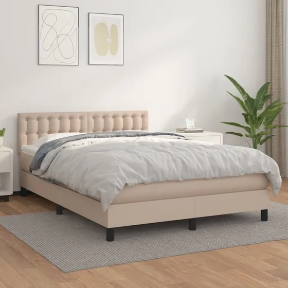 Kontinentalseng 140x190 cm kunstlæder cappuccino