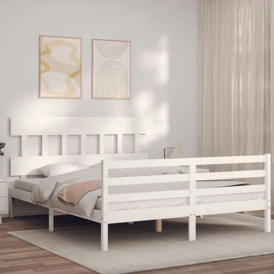 Sengeramme i massivt fyrretræ med sengegavl 160x200 cm
