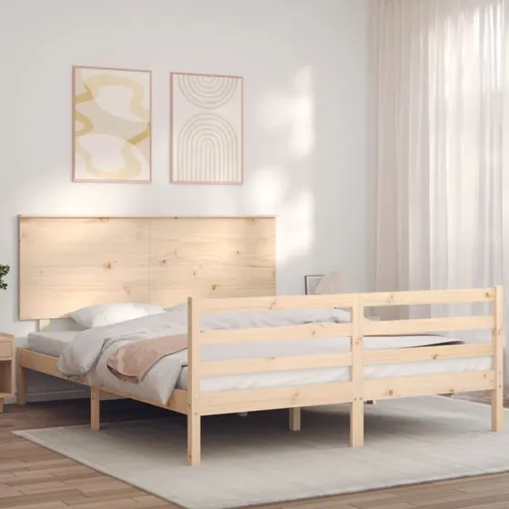 Sengeramme i massivt fyrretræ med sengegavl 160x200 cm